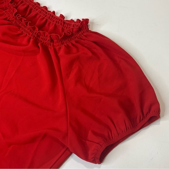 SHEIN Curve Square Neck Off Shoulder Solid Red Blouse Top Size 3XL - Picture 4 of 7